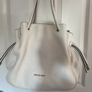 MICHAEL KORS Dalia Pebbled Leather Shoulder Bag in White